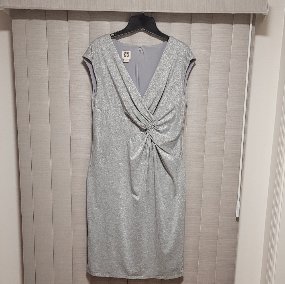 EUC /  Anne Klein Metallic Silver Dress